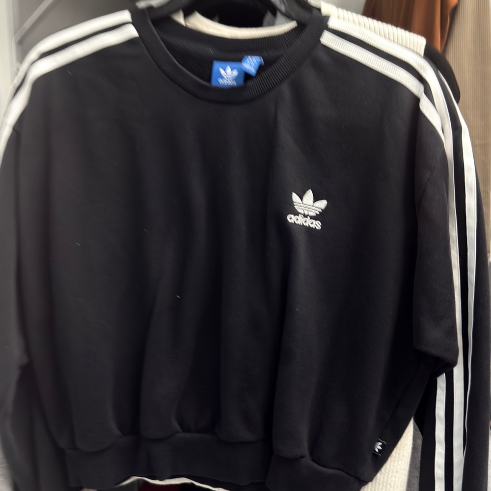 Adidas Black Crewneck with Blue Tag
